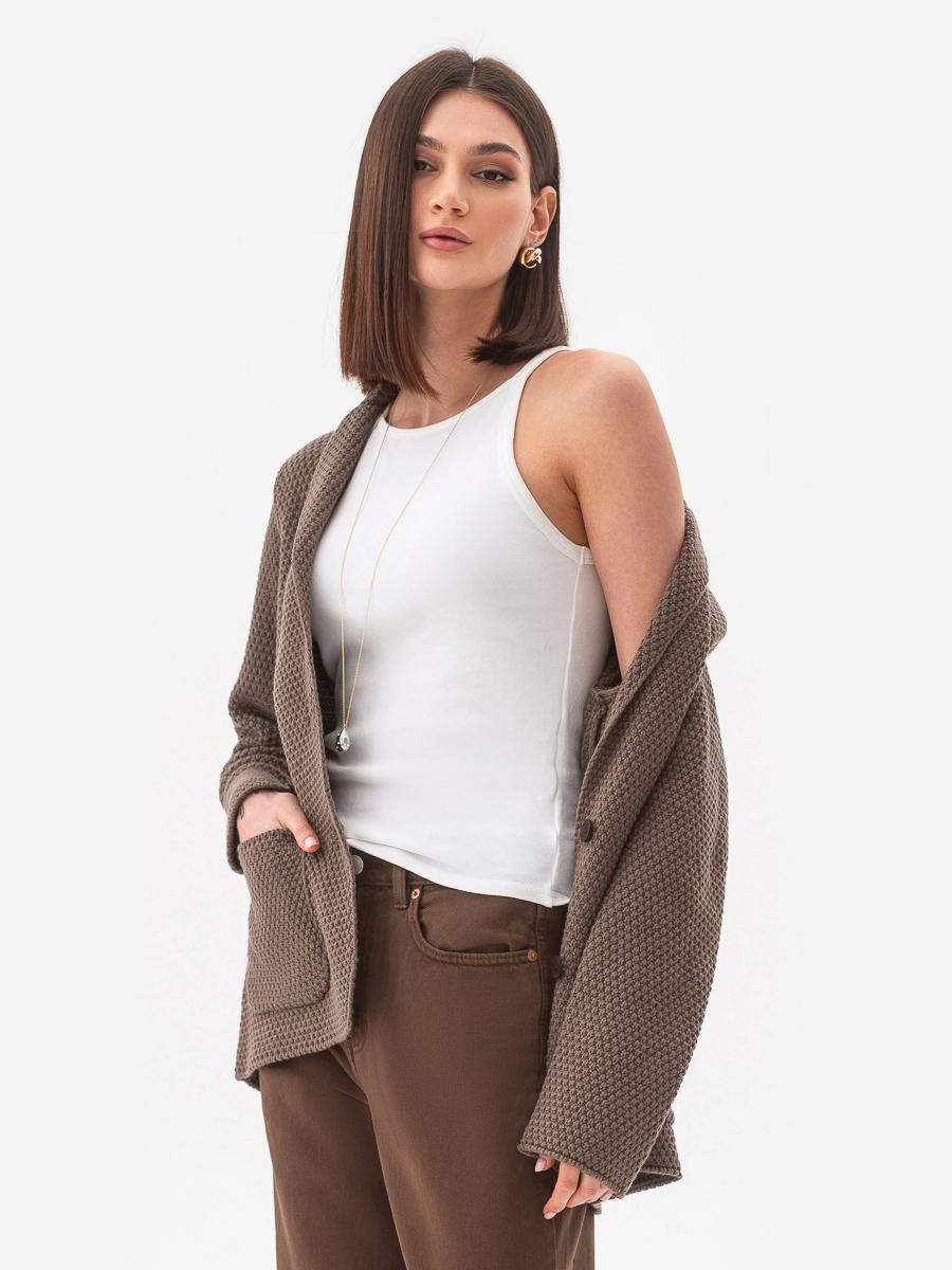 Піджак жіночий рисової в'язки SVTR р. 40-42 Капучино (598) - фото 7 Піджак жіночий рисової в'язки SVTR р. 40-42 Капучино (598) - фото 7