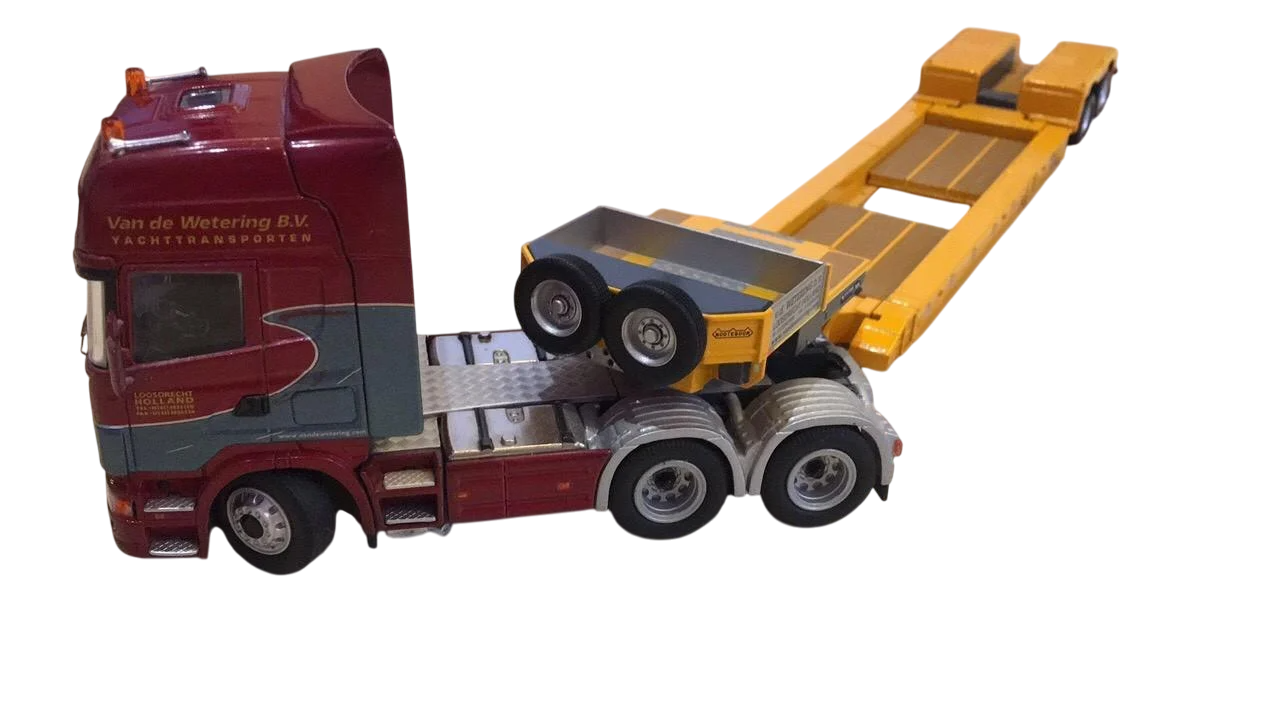 Игрушка Тягач SCANIA NZG R 6X4 с низкорамным тралом 757/02