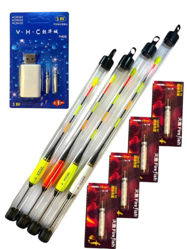 Светящиеся поплавки Weida 2/3/4/5 г 4 шт./зарядное устройство к световым LED поплавкам (25449026)