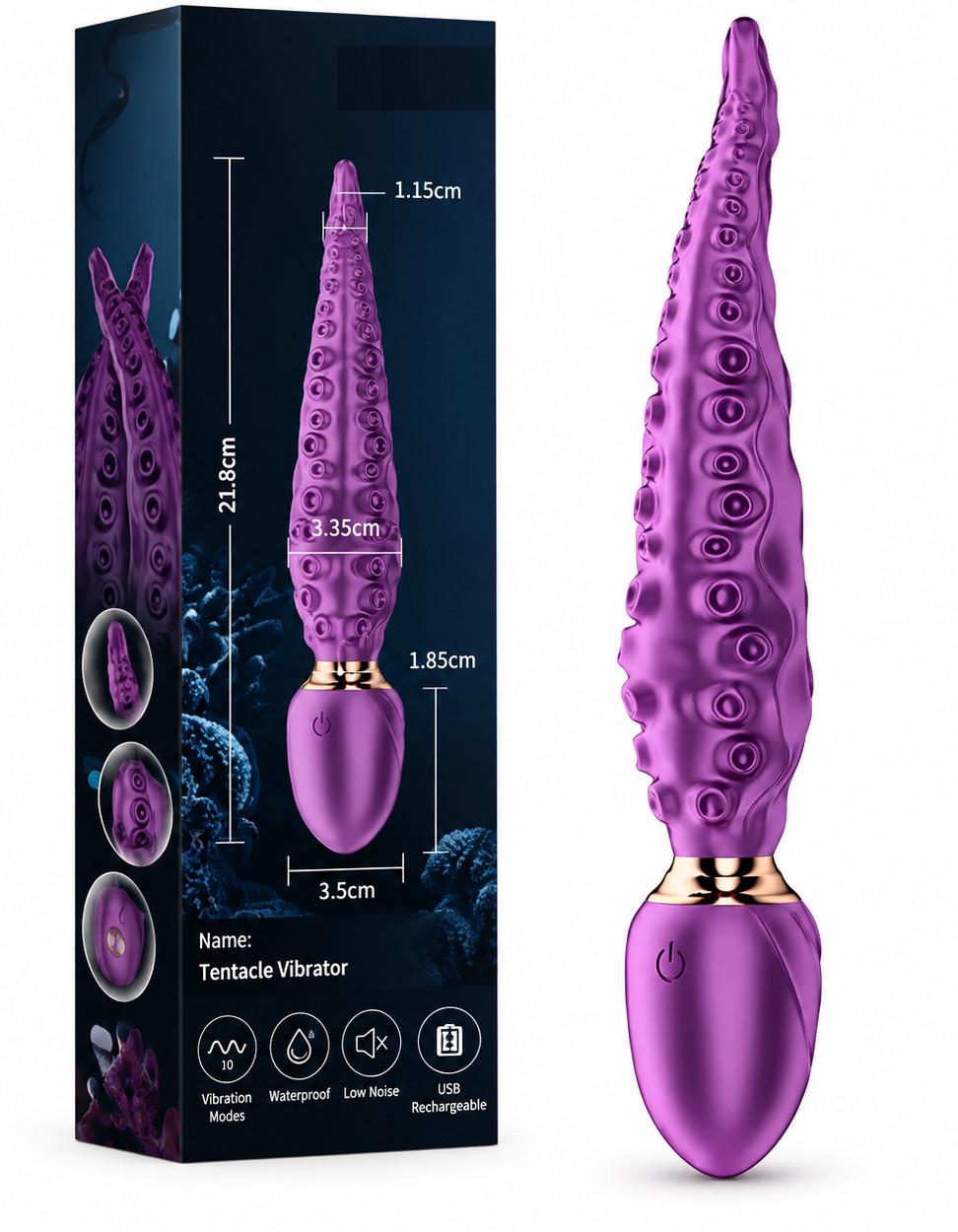 Ротационный вибратор Tentacle 360° с двойным мотором и рельефом щупальца USB (AM312NR)