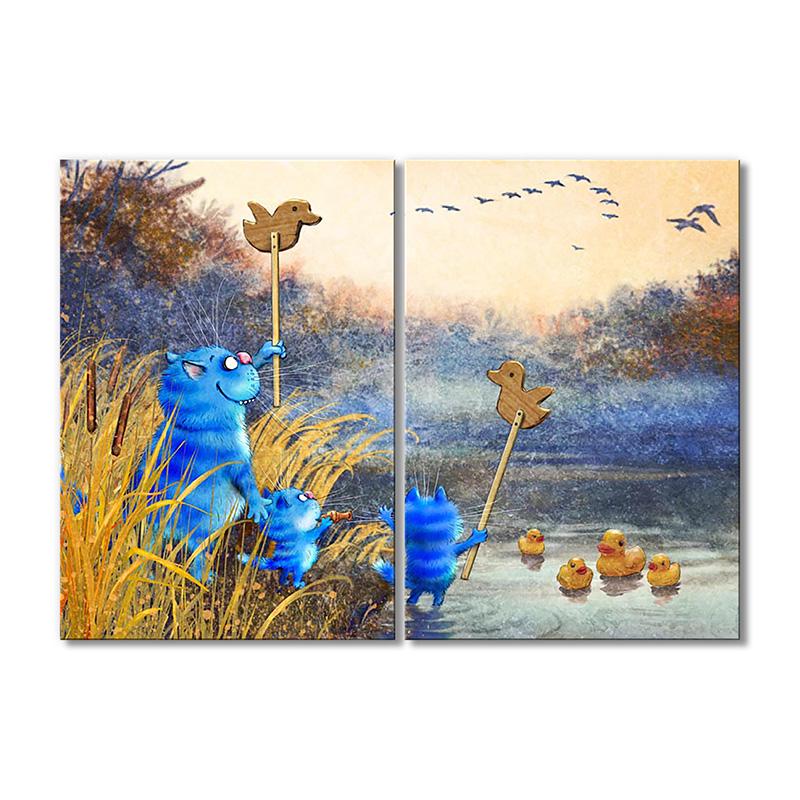 Модульная картина Манок уток 2 модуля 120x180 см