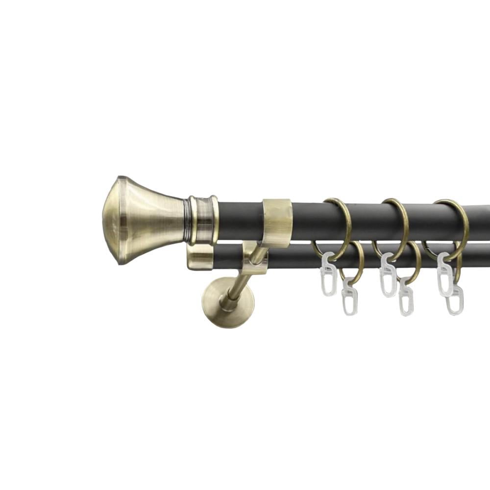 Карниз для штор Orvit Люксор двухрядный 25/19 мм 160 см Черный/Антик (000-7196)