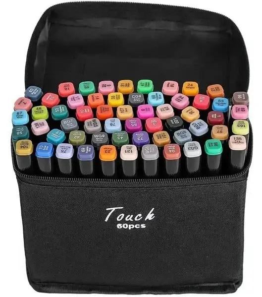 Набор скетч-маркеров для рисования двухсторонних с сумкой художественные (2079257786)