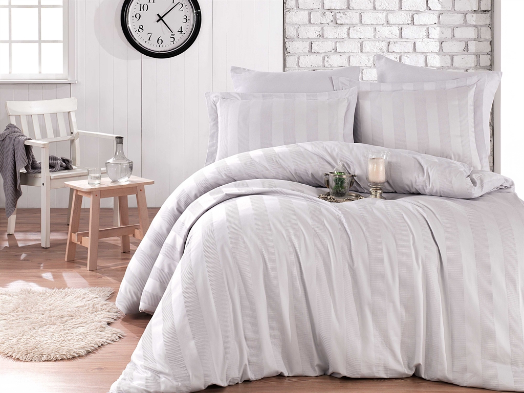 Комплект постельного белья Hobby Exclusive Sateen Diamond Wafel Gri 200х220 см/50х70 см 2 шт./70х70 см 2 шт. Серый