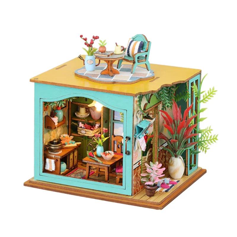 Румбокс Цветочная кухня Flower Kitchen DIY Miniature Dollhouse Kit MN-002 (1166)