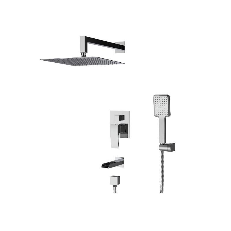 Душевая система KOER KB-68007-01 скрытого монтажа из латуни с смесителем водопад Хром (KR3466)