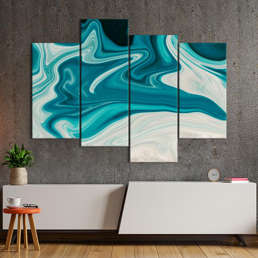 Картина Абстрактный бирюзовый мрамор 129x90 см (A968-4)