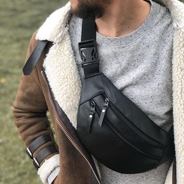 Сумка на пояс из эко-кожи Черный - фото 10 Сумка на пояс из эко-кожи Черный - фото 10