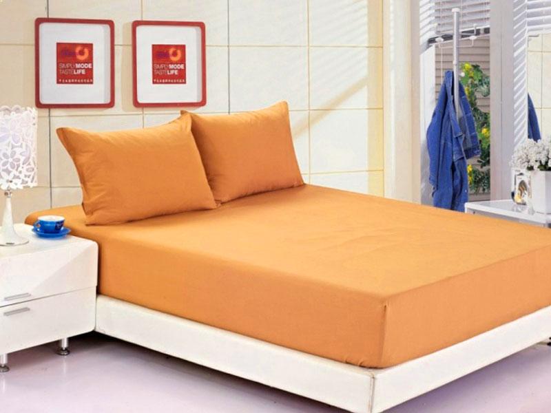 Простирадло на гумці з наволочками Аист ранфорс 160х200/25 Персиковий (2000023938)