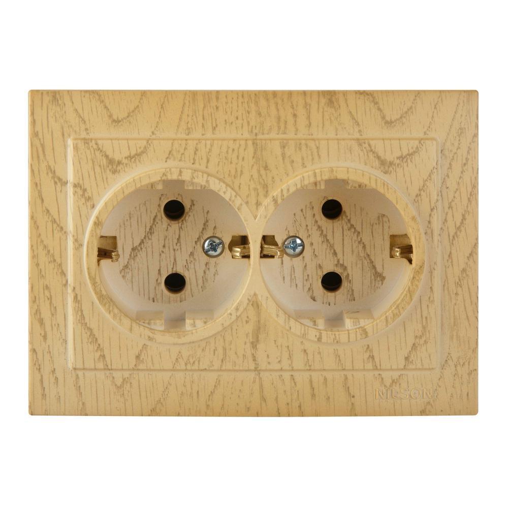 Розетка двомісна Nilson Touran з заземленням Клен (00000023657) Розетка двомісна Nilson Touran з заземленням Клен (00000023657)