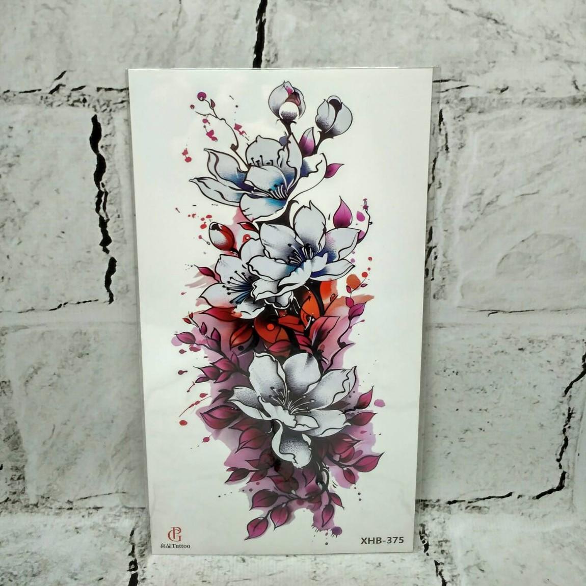 Тату временное Цветы лист 11,5x21 см (XHB-375)