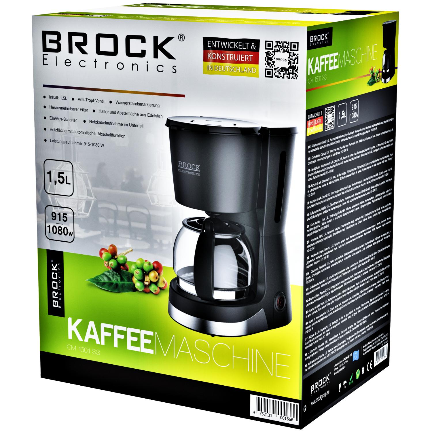 Кофеварка капельная кофеварка Brock 1501 SS 1,5 л 1080 Вт Black (CM 1501 SS) - фото 2 Кофеварка капельная кофеварка Brock 1501 SS 1,5 л 1080 Вт Black (CM 1501 SS) - фото 2