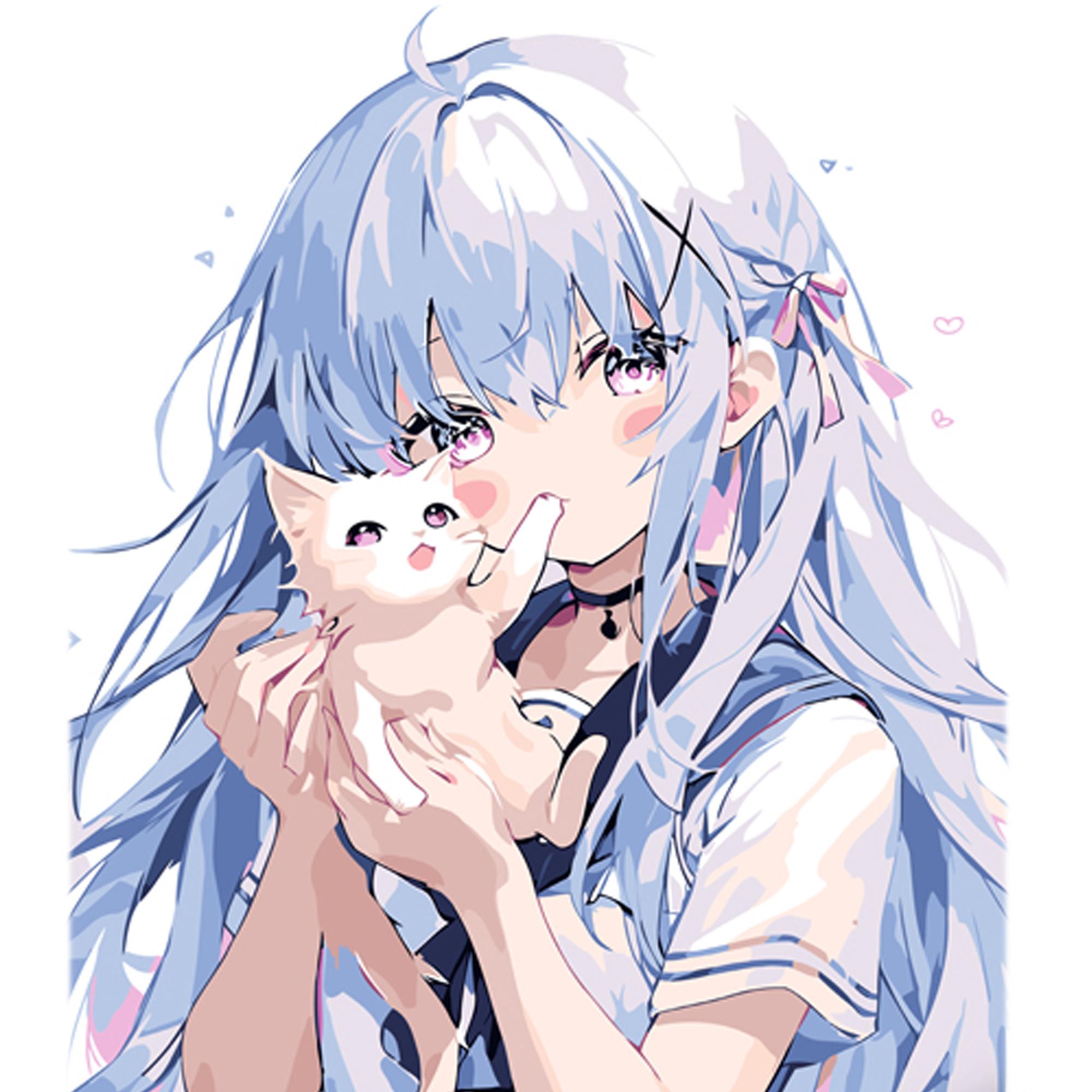 Картина за номерами Strateg Преміум Теплі обійми аніме з кошеням з лаком та рівнем 30x40 см (Str-LY14)