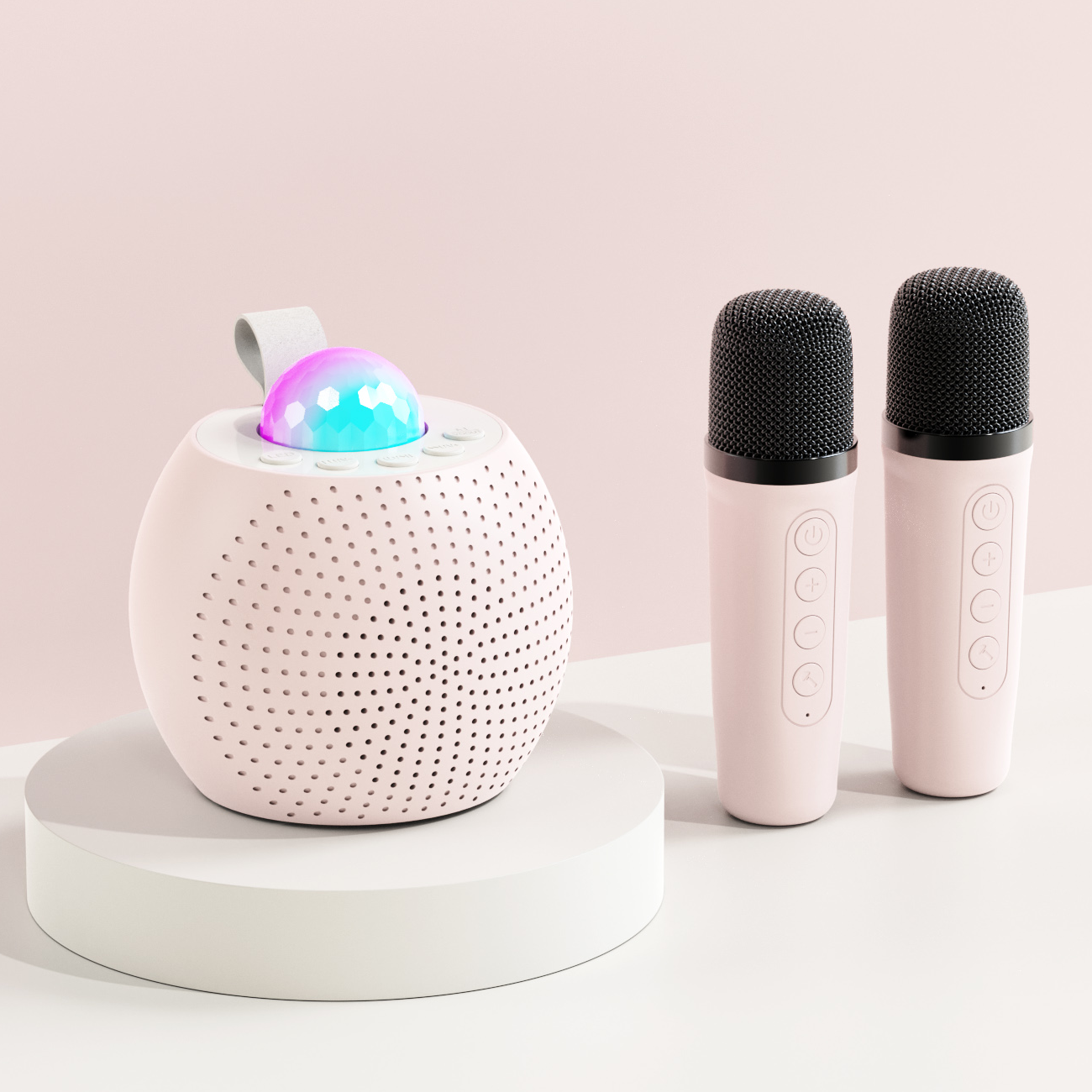 Портативная караоке колонка с Bluetooth и проектором Розовый (12952)