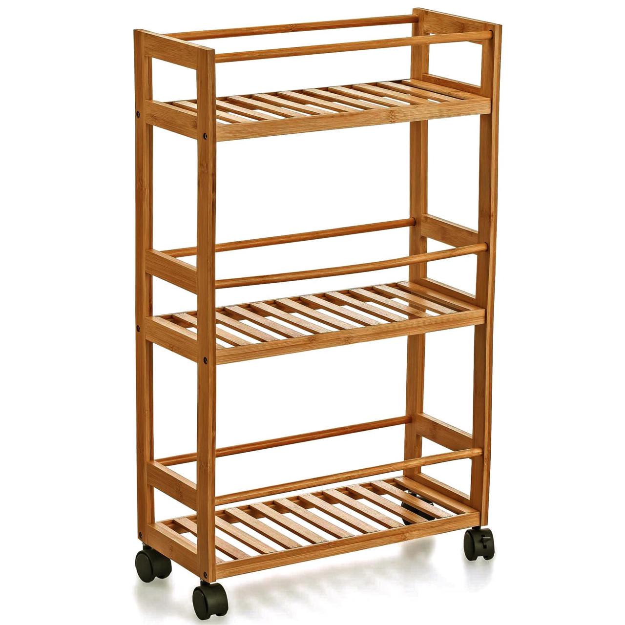 Этажерка для ванной из дерева на колесиках Тапиноки Охра (АБТ-002504)