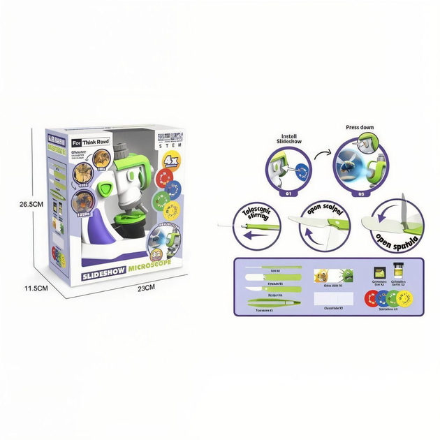 Микроскоп для детей 2306 увеличение 100х/400х/1200х проектор/4 диска для проектора/инструменты (166144) - фото 2 Микроскоп для детей 2306 увеличение 100х/400х/1200х проектор/4 диска для проектора/инструменты (166144) - фото 2