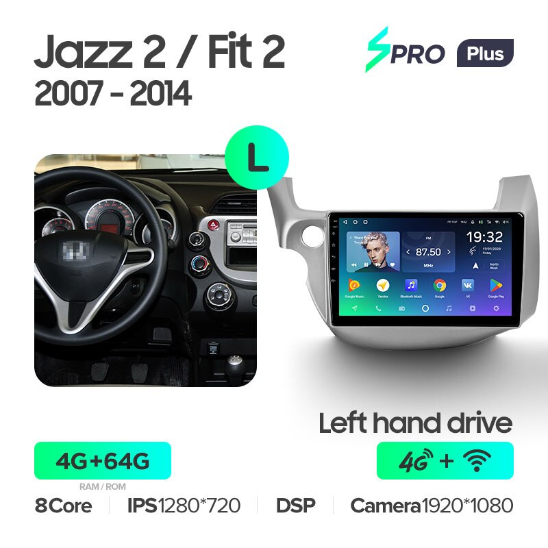 Автомагнітола штатна Teyes SPRO Plus для Honda Jazz 2 GG 2008-2014/Fit 2 GE 2007-2014 Android SPRO PLUS 4+64G Wi-Fi/4G (1648699751) - фото 2