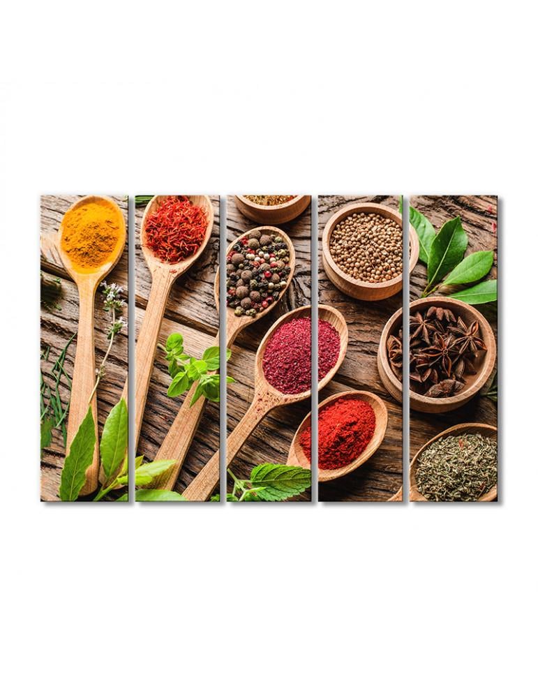 Картина модульная Специи Востока декор для кухни 5 модулей 80x120 см