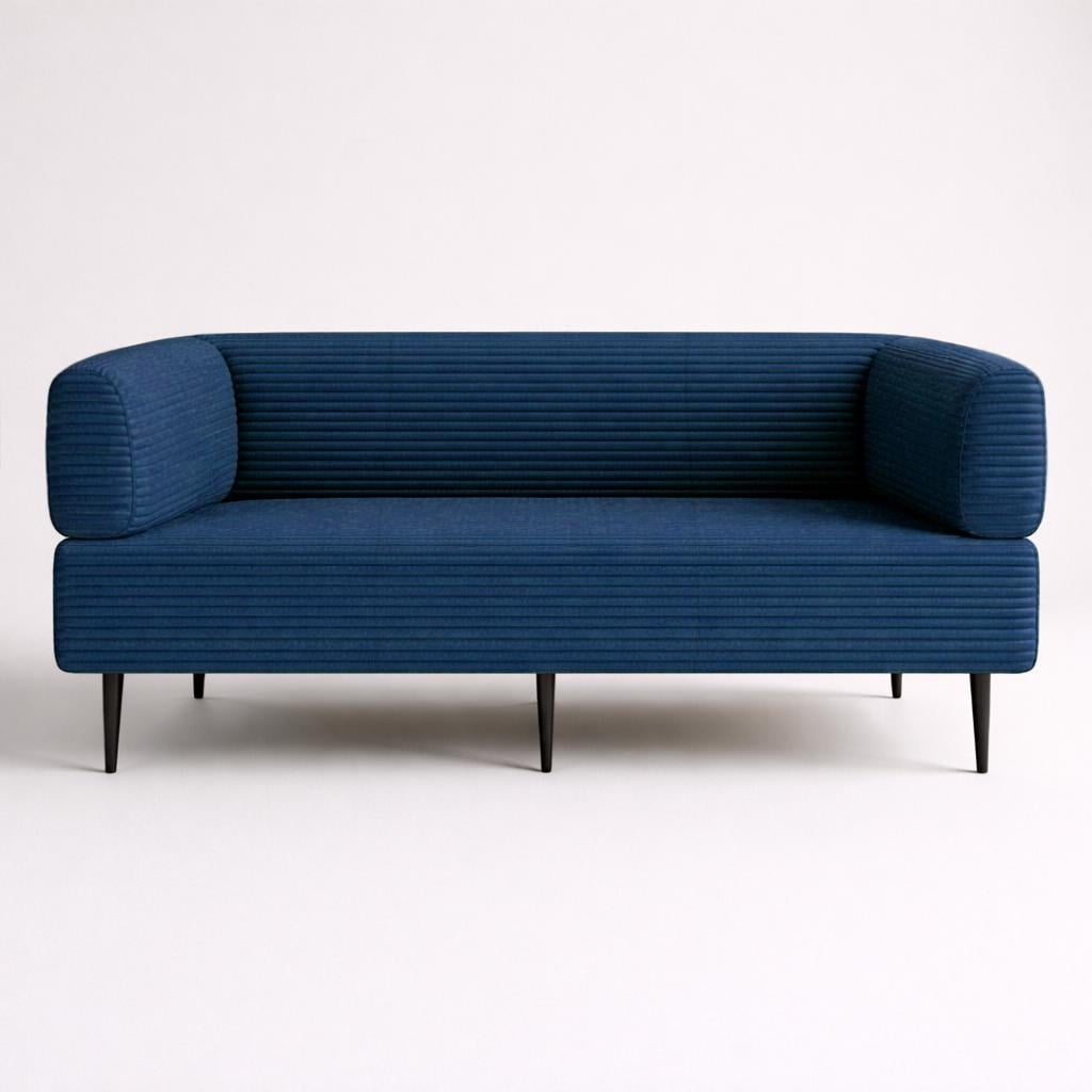 Диван офисный Tobi Sho Бенно-1 с подлокотниками 1800х720х750 мм велюр/вельвет Lotus 88/DK Blue (fr561s7)