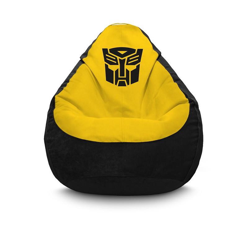 Кресло мешок iPuff Transformers Logo yellow Флок XL 80x110 см Черный