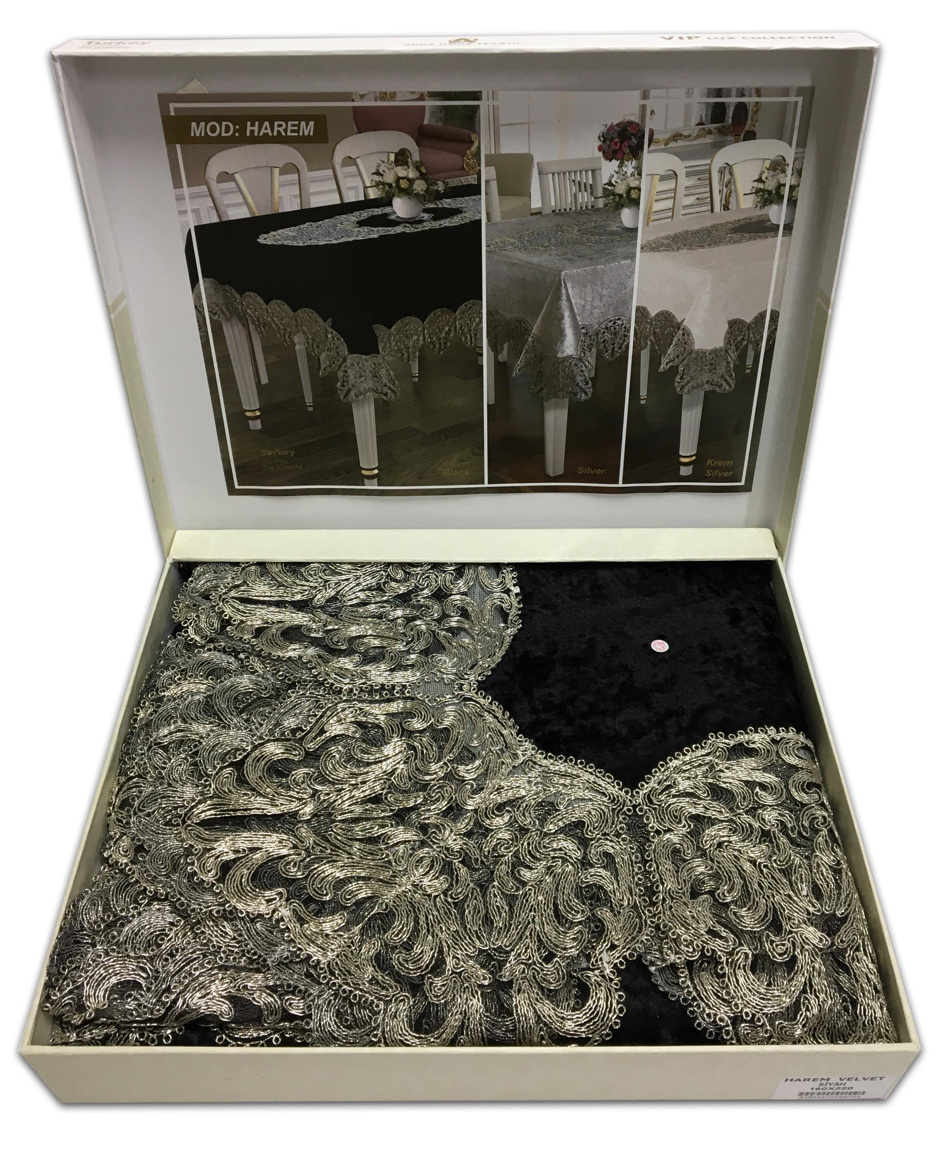 Скатерть велюровая Acme Tekstil 110x160 Harem Siyah (CN7877)