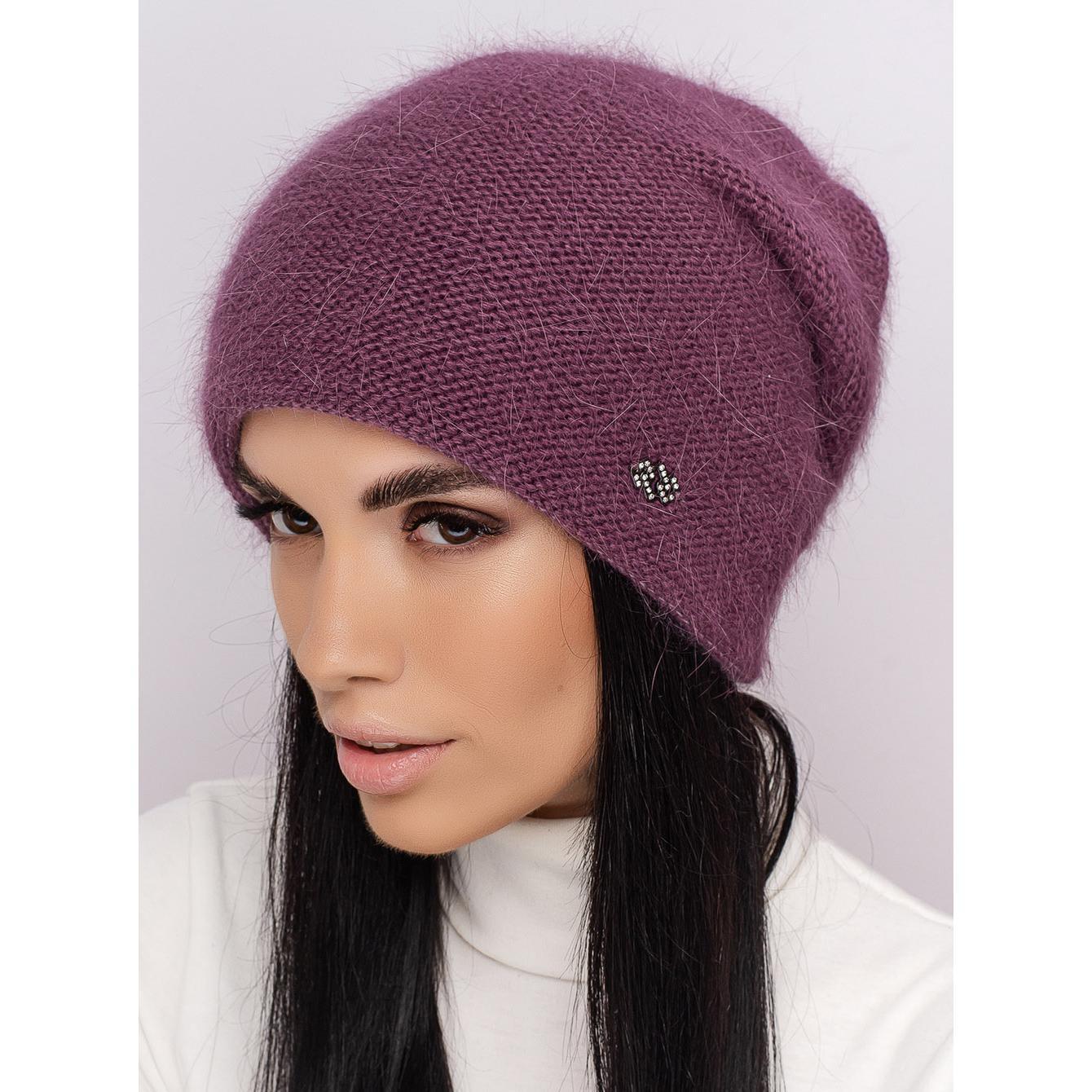 Шапка женская двойная ангоровая Leks Веселка one size Инжир - фото 1