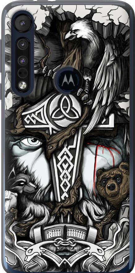 Чехол на Motorola One Macro Тату Викинг (4098u-1812-42517)
