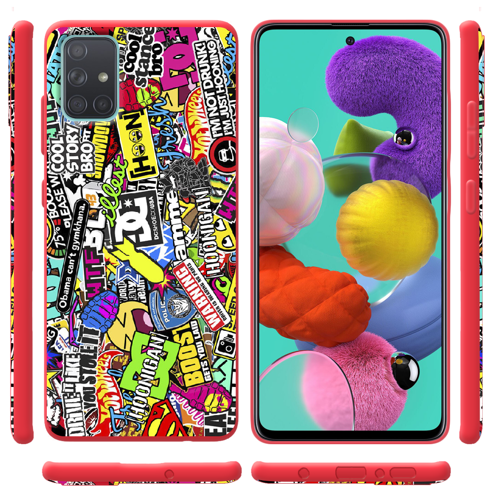 Чохол BoxFace Samsung A715 Galaxy A71 Multicolored Inscriptions Червоний силікон  (38850-up880-38949) - фото 2