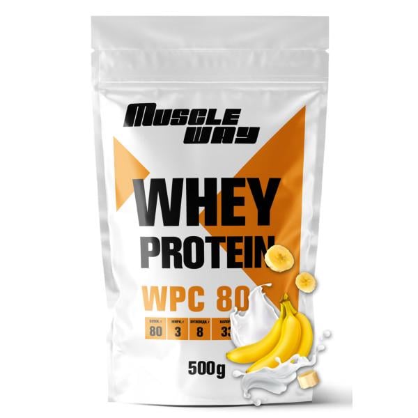 Протеин сывороточный концентрат MuscleWay WPC 80 порошок 500 г Банан (21-137-WPro-80-b-500gr)