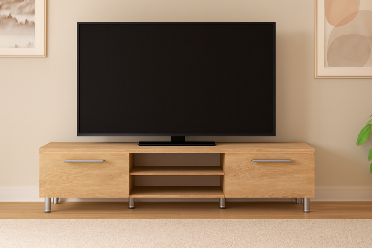 Тумба під ТВ Kompanit МГ-2 ТВ-1 з дверцятами та полицями 170 см Дуб сонома (31366631) Тумба під ТВ Kompanit МГ-2 ТВ-1 з дверцятами та полицями 170 см Дуб сонома (31366631)