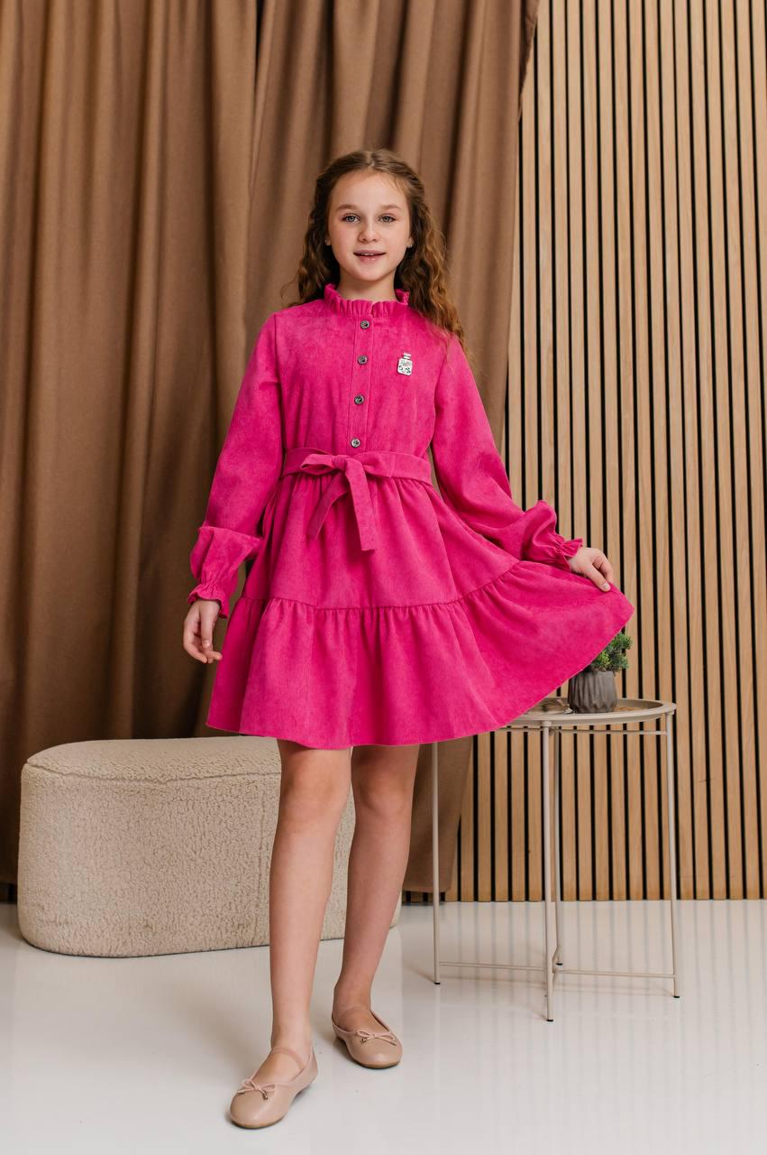 Сукня для дівчинки вельветова 146 см Малиновий (D-7300-146м) - фото 4
