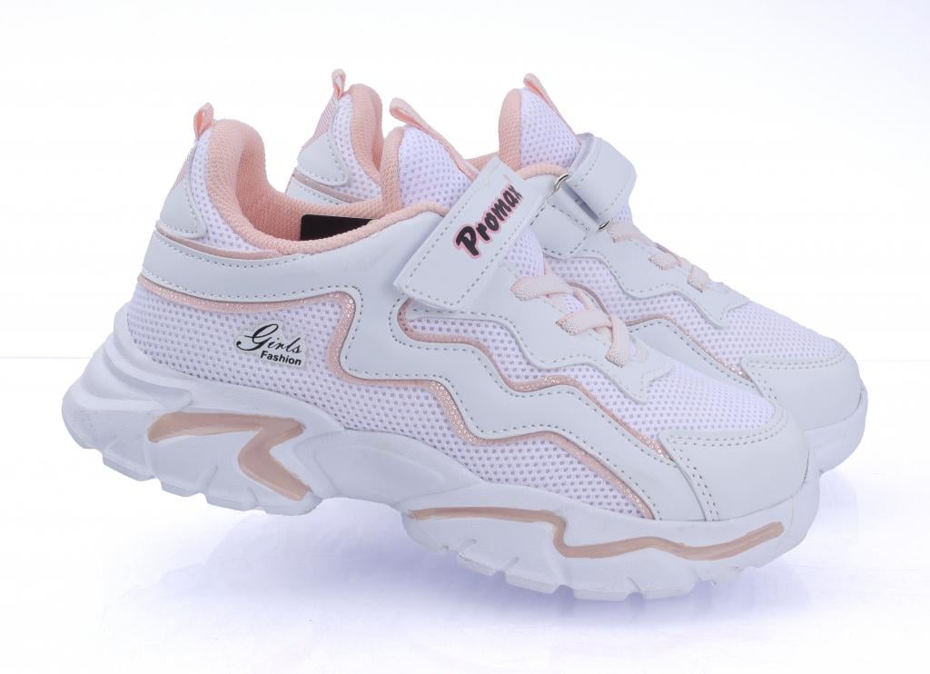 Кроссовки для девочек в сетку р. 33 Серо-розовый (1779)