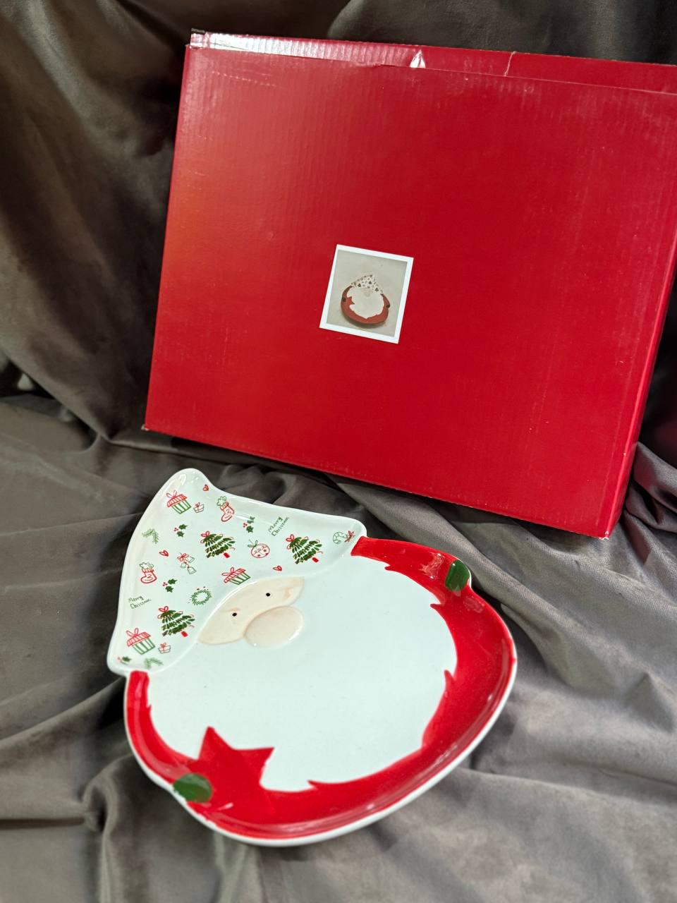 Тарелка сервировочная новогодняя YIWU Merry Christmas фарфоровая 27х21 см (CR-1-14) - фото 3