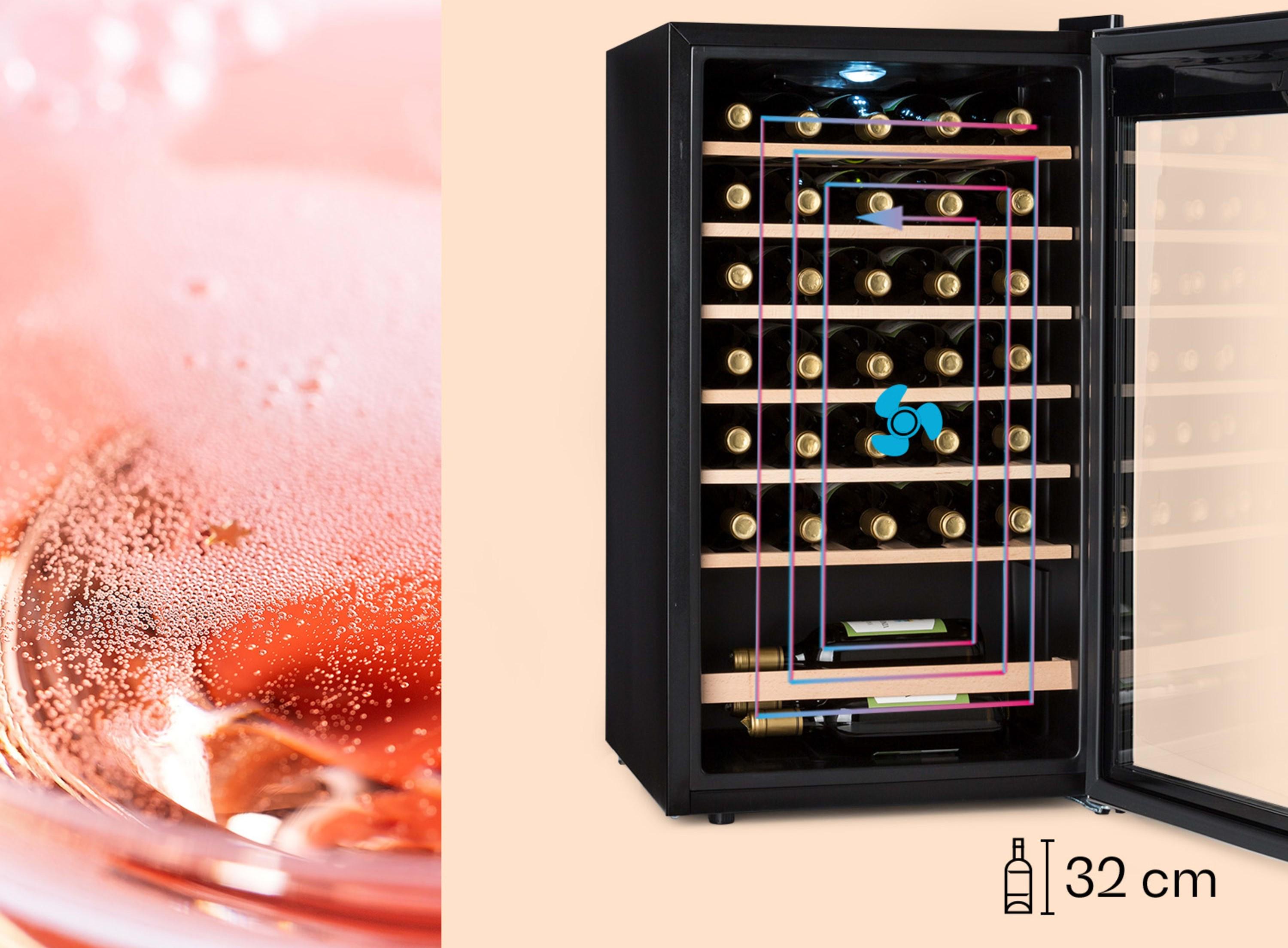 Холодильник для вина KLARSTEIN Vinamour 32 Uno на 36 пляшок з дерев`яними полицями 80 л (10041393) - фото 2 Холодильник для вина KLARSTEIN Vinamour 32 Uno на 36 пляшок з дерев`яними полицями 80 л (10041393) - фото 2