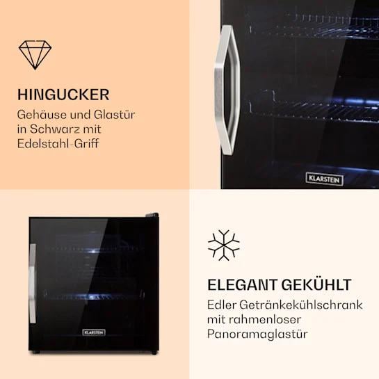 Холодильник вітрина KLARSTEIN Beersafe L Onyx панорамні скляні двері 47 л 4 полиці - фото 2 Холодильник вітрина KLARSTEIN Beersafe L Onyx панорамні скляні двері 47 л 4 полиці - фото 2