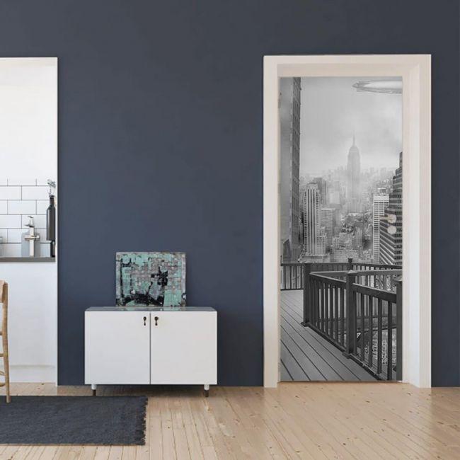 Наклейка интерьерная на двери Sticker Wall SW-00000922 Город в тумане 104х210 см