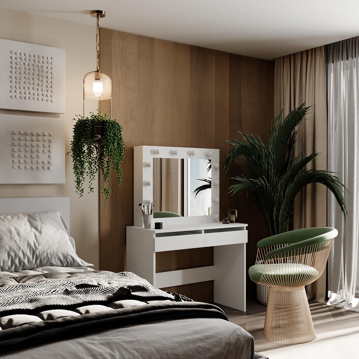 Туалетный столик Malta 940х430х1400 мм Белый бриллиант (GATB32010100000) - фото 5 Туалетный столик Malta 940х430х1400 мм Белый бриллиант (GATB32010100000) - фото 5