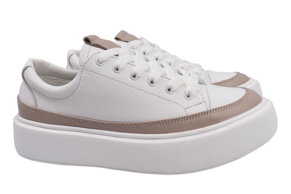 Кеди жіночі Best Vak зі шкіри на платформі р. 39 Білий (55-21DTC)