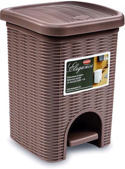 Ведро Stefanplast Elegance 30101 пластиковое с педалью 6 л Коричневый (36597)
