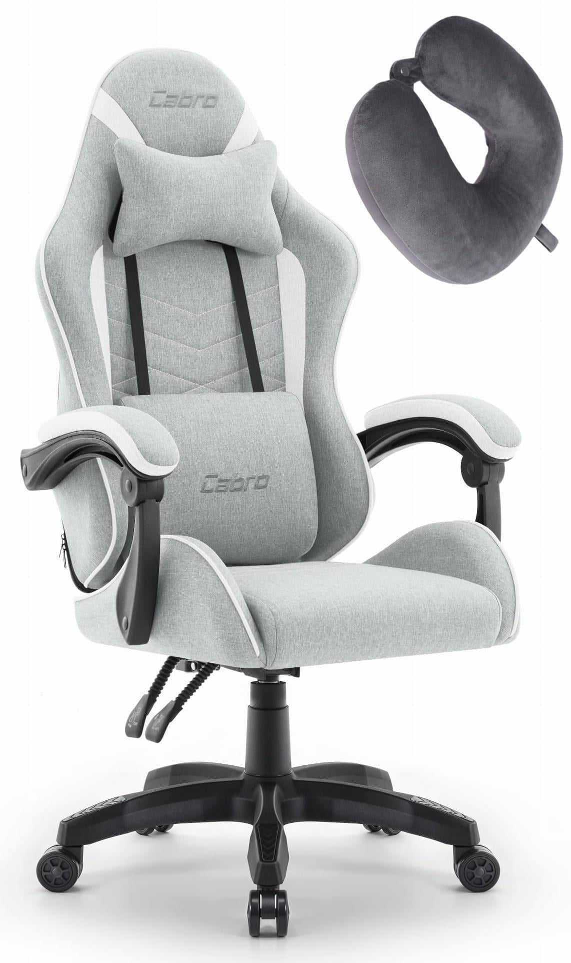 Геймерское кресло Cabro C500 ткань U-образной подушкой Grey/White (32542559)