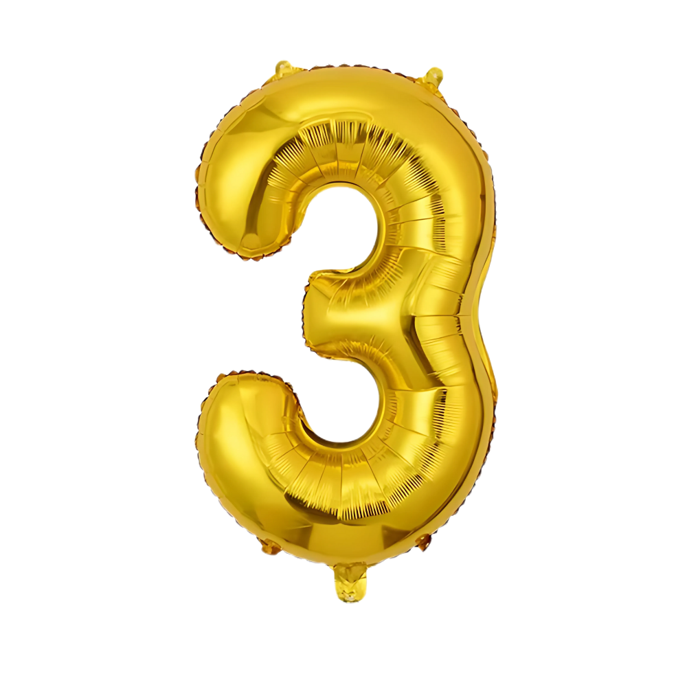 Воздушный шар в виде цифры 3 фольгированный/праздничный для дня рождения/юбилеев/годовщин 32 дюйма Золотой