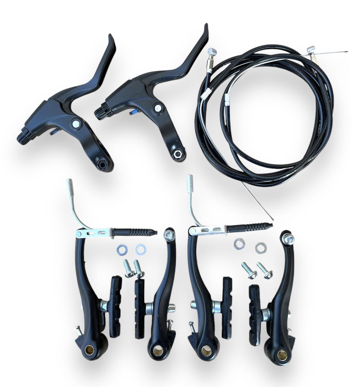 Гальмівний набір для велосипеда V-Brake повний комплект алюмінієві ручки гальма троси і кожухи Чорний - фото 2