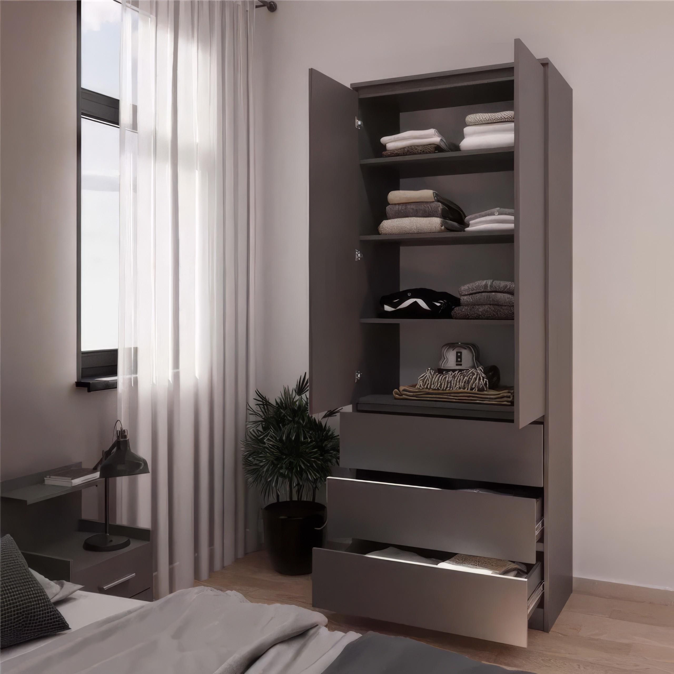 Шафа з полицями та шухлядами T-210 803х502х2117 мм Антрацит - фото 1 Шафа з полицями та шухлядами T-210 803х502х2117 мм Антрацит - фото 1