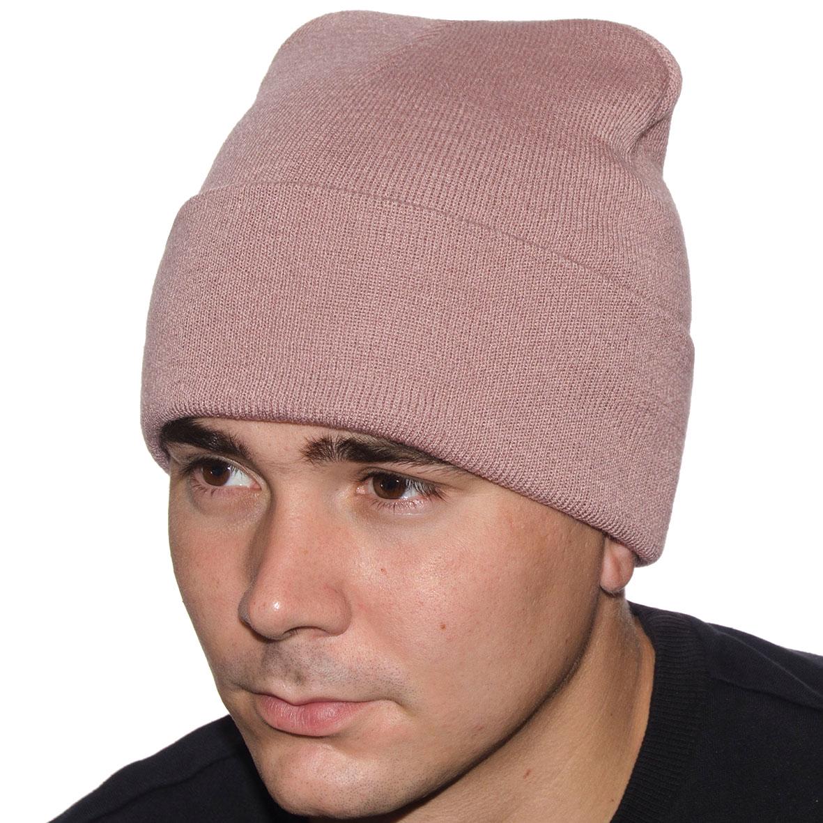 Шапка Sofi L19001 подвійна на манжеті р. 56-58 Темно-пудровий