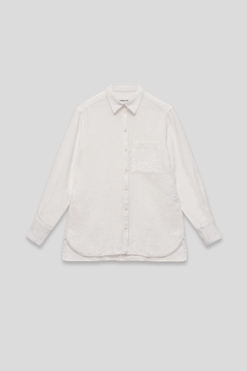 Рубашка женская Linen Plus 100% лен закрытые швы пуговицы из натуральной раковины XS Белый - фото 1 Рубашка женская Linen Plus 100% лен закрытые швы пуговицы из натуральной раковины XS Белый - фото 1