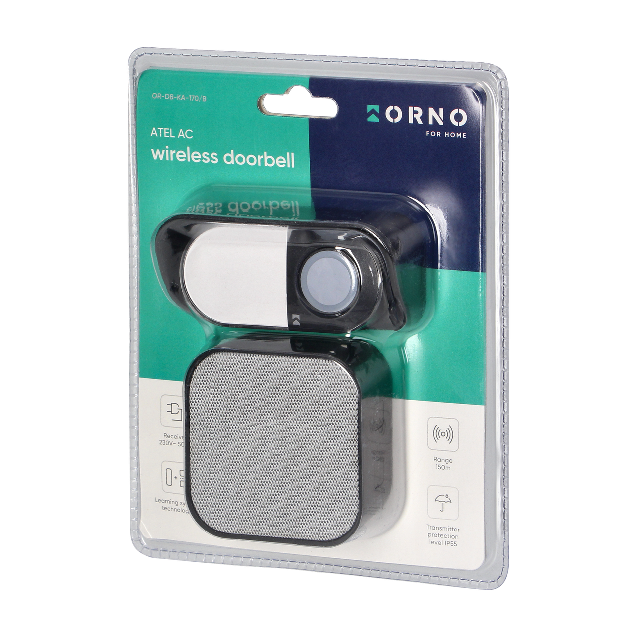 Дзвінок ORNO OR-DB-KA-170/B ATEL AC безпровідний 38 тоновий Чорний (2703705444) - фото 2