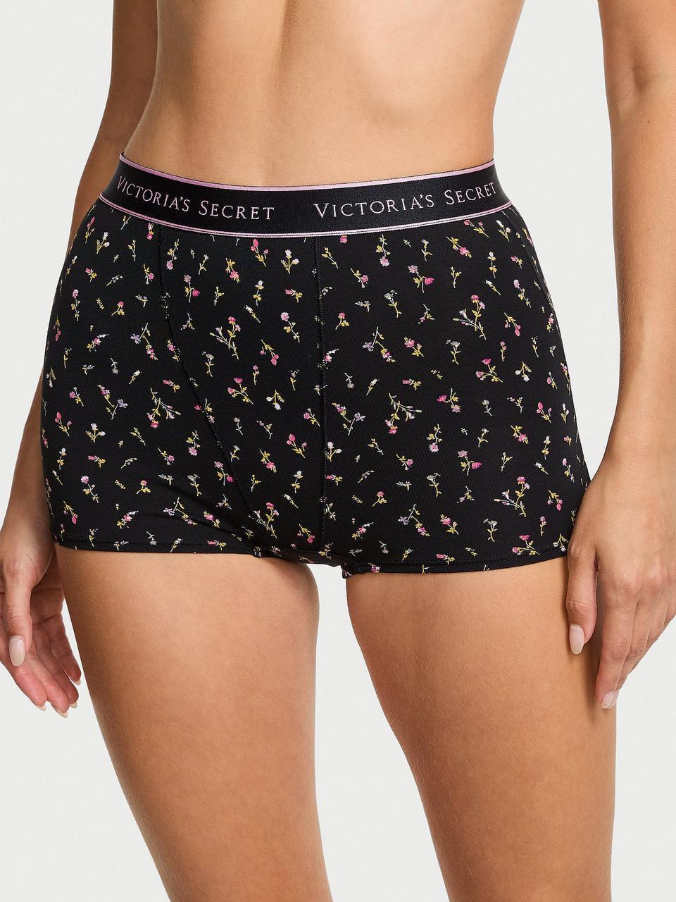 Трусики жіночі Victoria's Secret Boyshort Logo Cotton High-Waist L Чорний (2831611556)