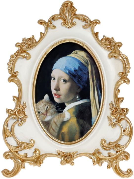 Фоторамка Viljandi Будуар овальная для фото 10х15 см полистоун Белый/Золотой (BD-450-244)