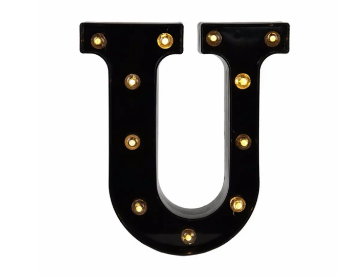 Літера з підсвіткою U об'ємна маленька 22x19 см Чорний (Ч1261) Літера з підсвіткою U об'ємна маленька 22x19 см Чорний (Ч1261)