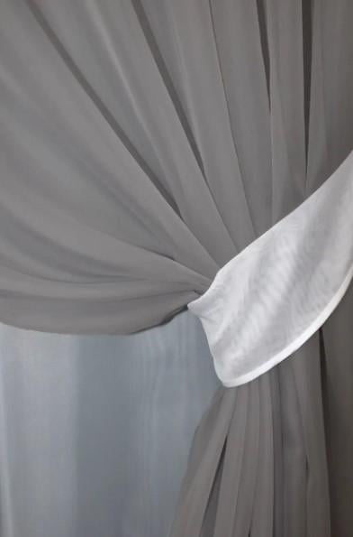Комплект штор Инь/Янь шифон 1,5х2,7 м 4 шт. Белый/Серый (010дк) - фото 2